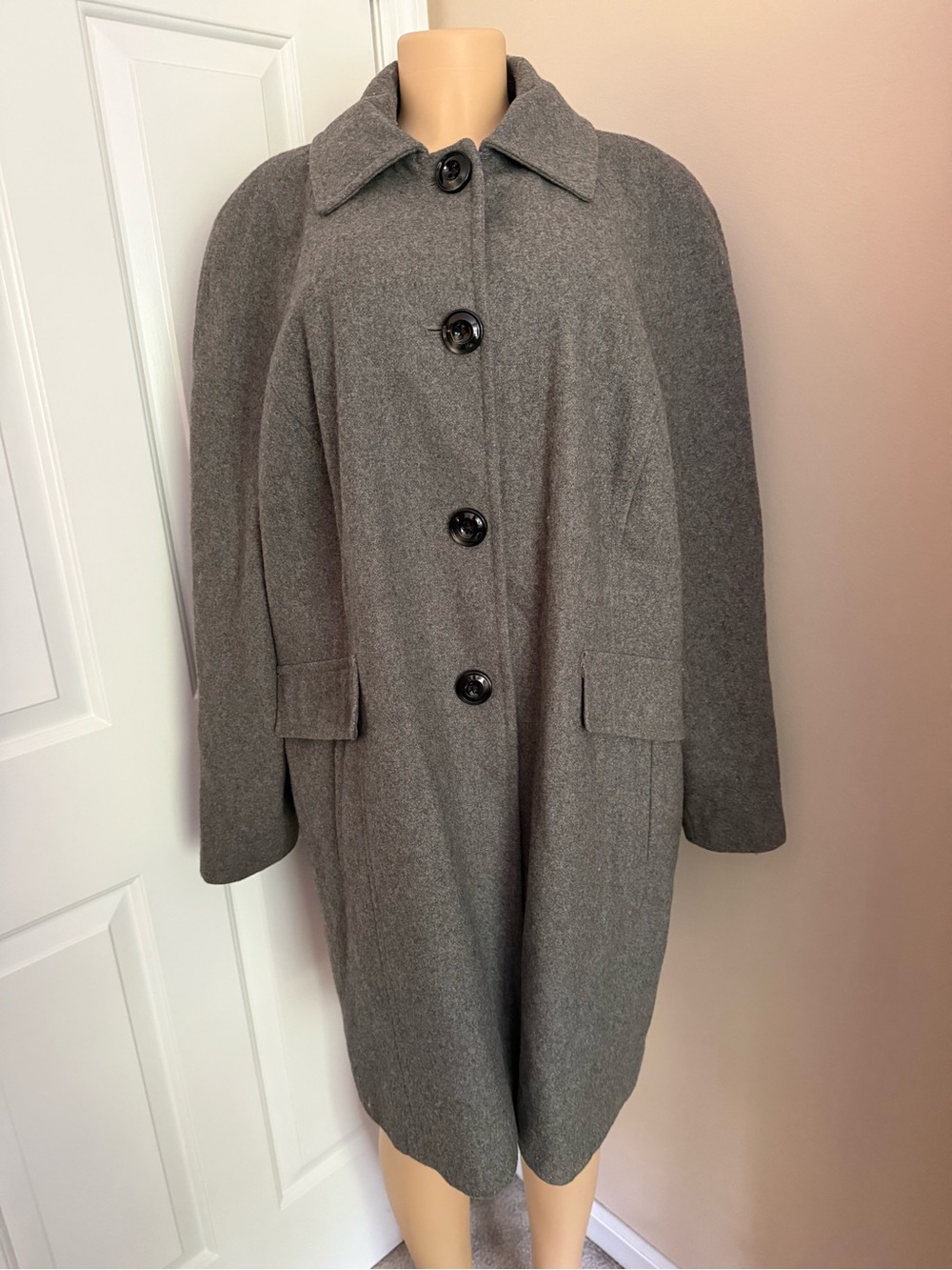 London Fog Gray Pea Coat with Button Front